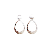 Thumbnail for Kinsley Geometric Oval Earrings in Hammered Silver