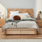 By Design Herringbone Headboard & Gas Lift 2 Drawer Base - Double / Natural