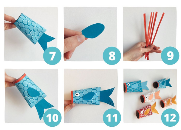 steps to make toilet paper fish