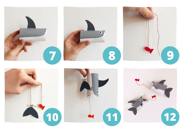 steps to make a toilet paper shark