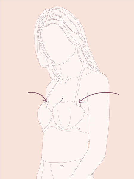 An illustration of woman wearing a bra that is gaping at the top