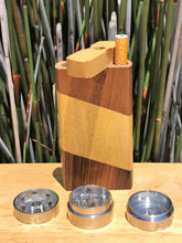 4" Wooden Dugout Stash Box w/1 Metal Hitter + 3 Part Grinder - Diagonal Pattern