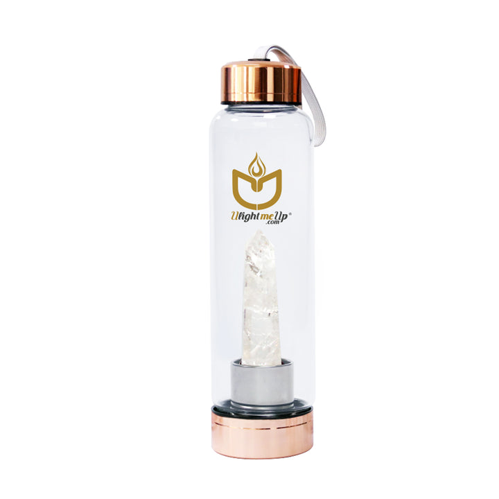 Rose Gold Crystal Elixir Water Bottle - Clear Quartz - Power - ULightMeUp