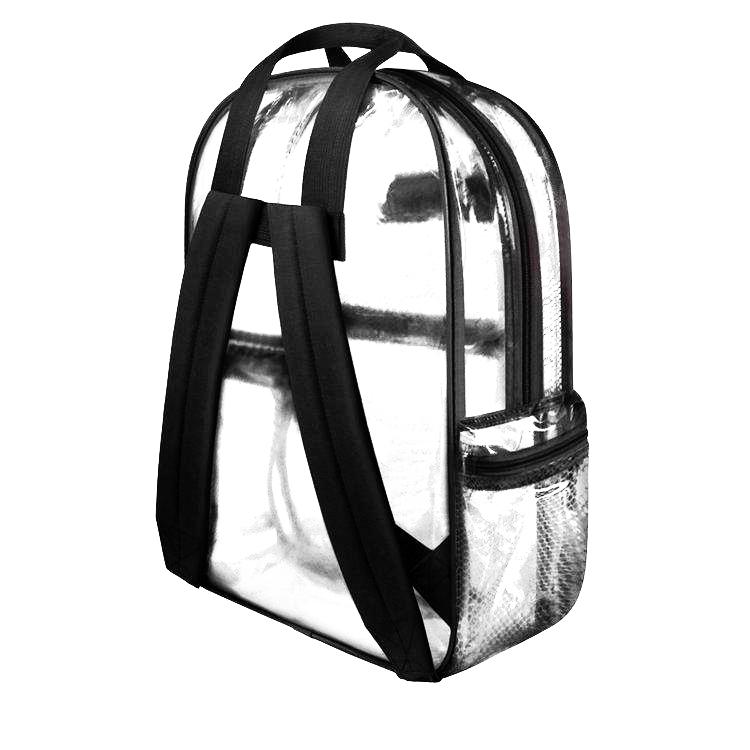 Clear Transparent Large 16" Backpack Black - Ace Handbag