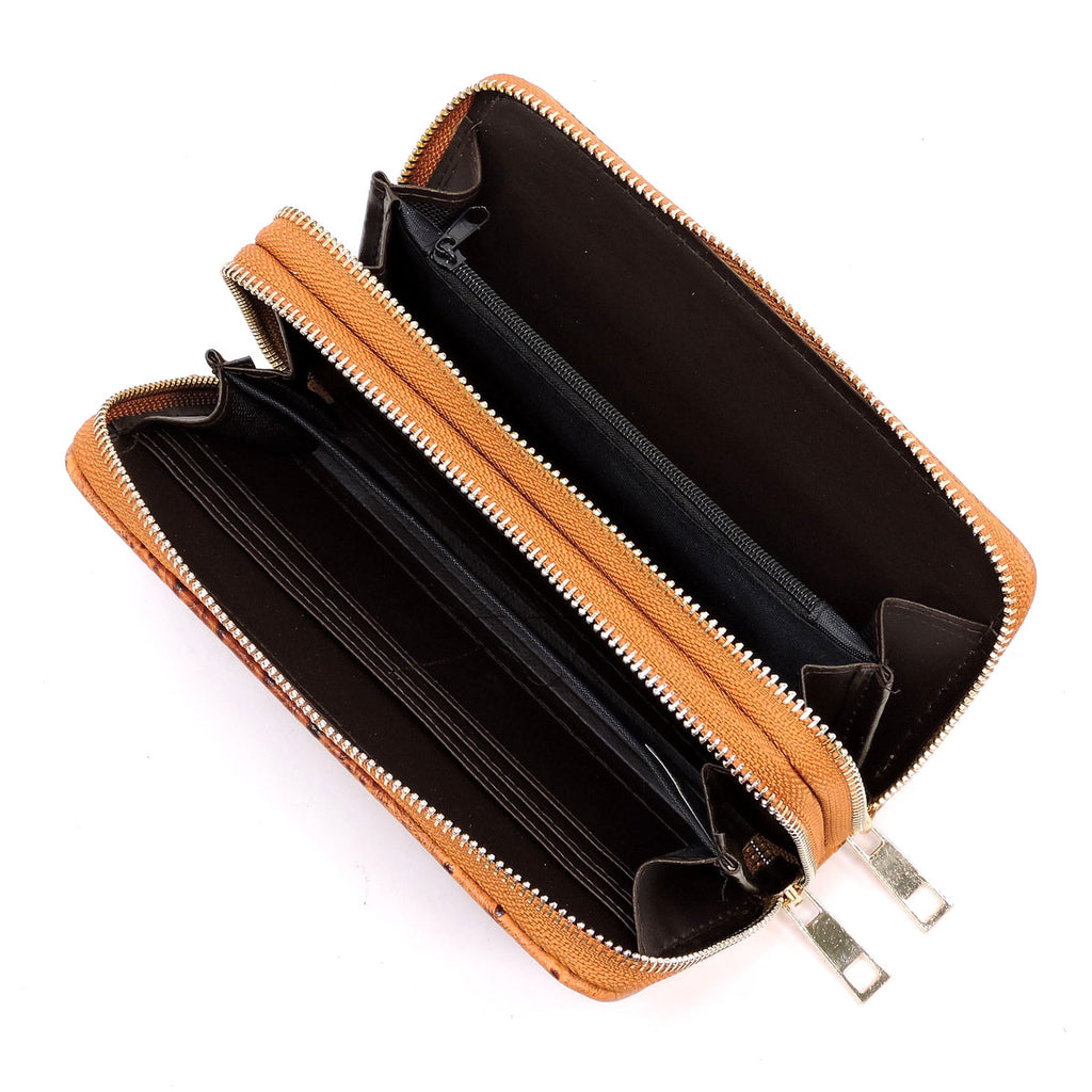 Ostrich Double Zip Around Wristlet Wallet Blush – Ace Trading Co.