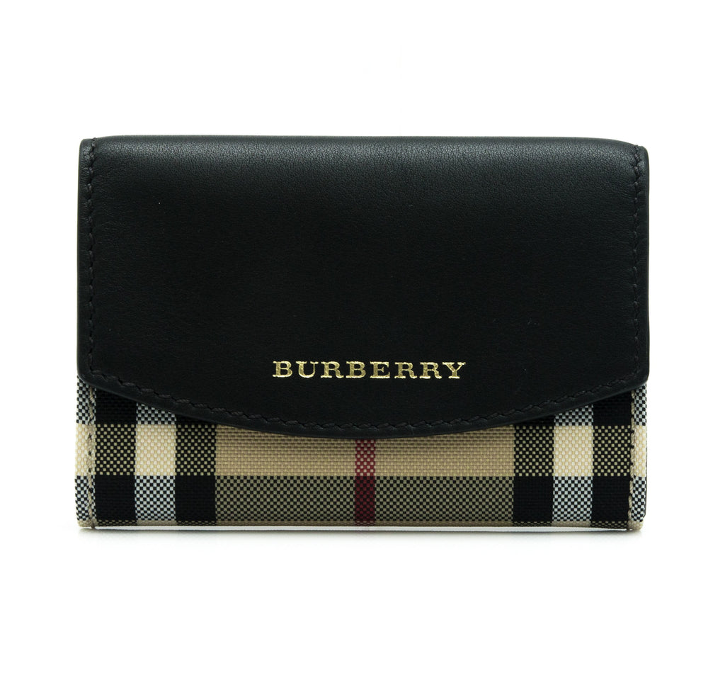 Burberry Tan Horseferry Card Holder in Black