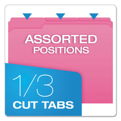 Pendaflex Double-Ply Reinforced Top Tab Colored File Folders, 1/3-Cut Tabs, Letter Size, Pink, 100/Box - Pink / Letter