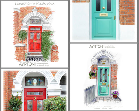 Ayrton Bespoke Front Door Brochure, covers illustrated by Erin Rose Illustration