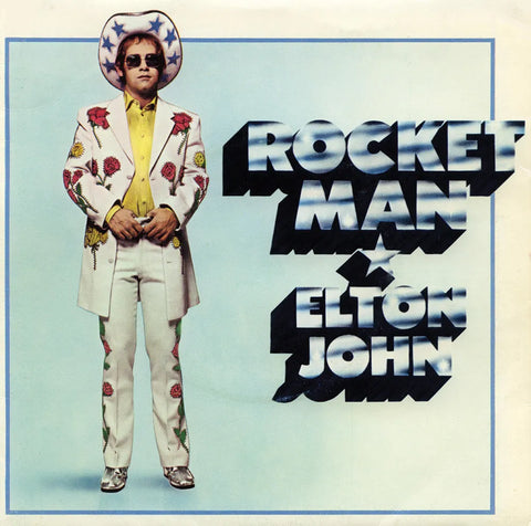 Elton John wearing nudie for the cover of the Rocket Man single