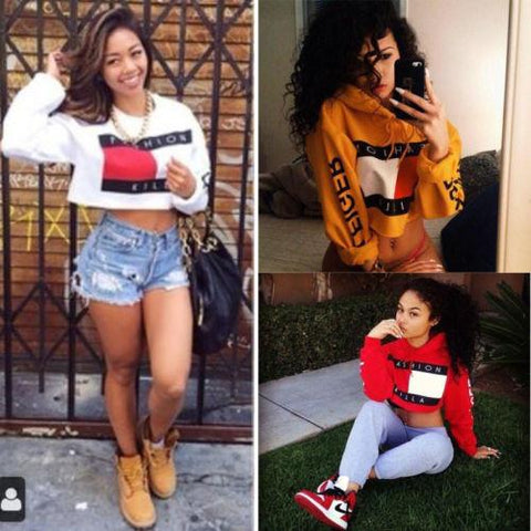 tommy crop top hoodie