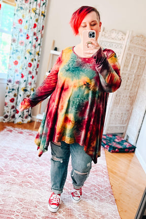 Make Your Move Ruby Tie Dye Tunic