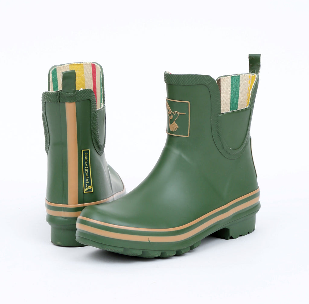 Evercreatures Green Meadow Ankle Wellies – Funky Wellington Boots