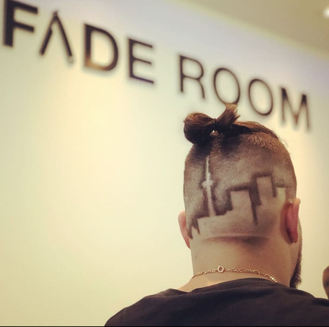 CN tower haircut done by Claudio the barber and Famos, Fade Room barbershop