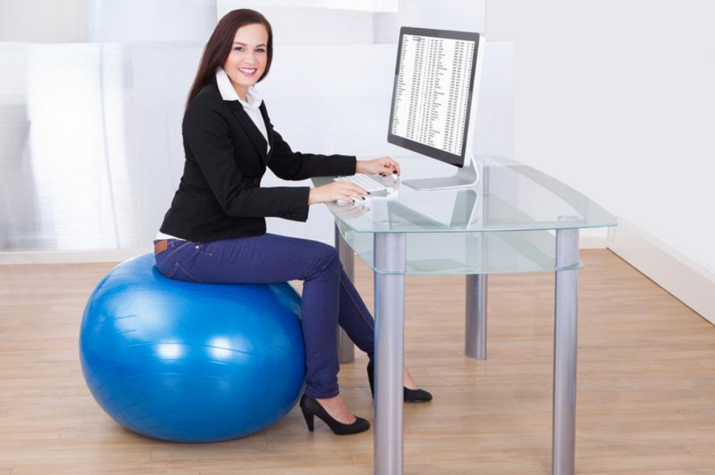 sitting on a yoga ball at your desk