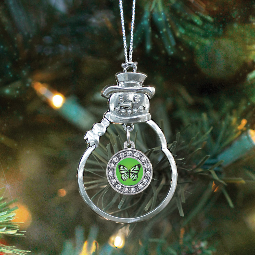 Green Butterfly Circle Charm Christmas / Holiday Ornament