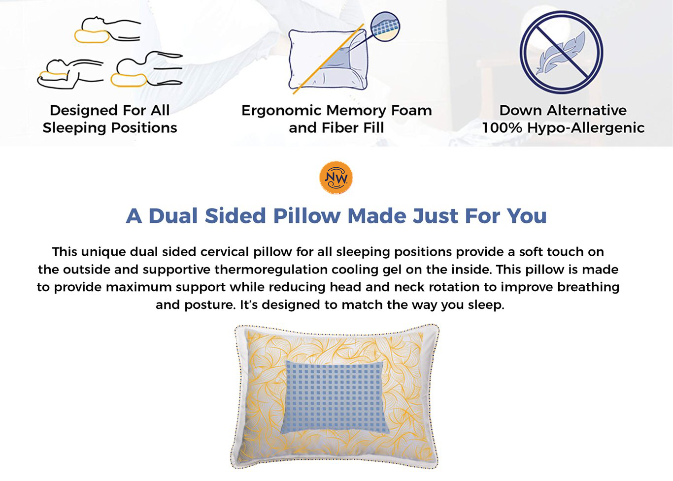 Dual Comfort Plush Pillow for All Sleep Types