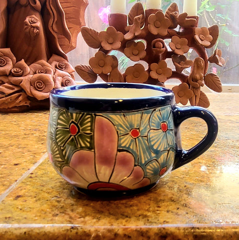 Enchanted Talavera Handmade Mexican Talavera Ceramic Large Coffee Mugs Tea  Soup Cider Hot Chocolate