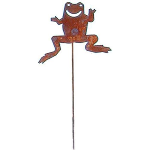 Wrought Iron Frog Rusted Garden Stake 35 Inches 2787