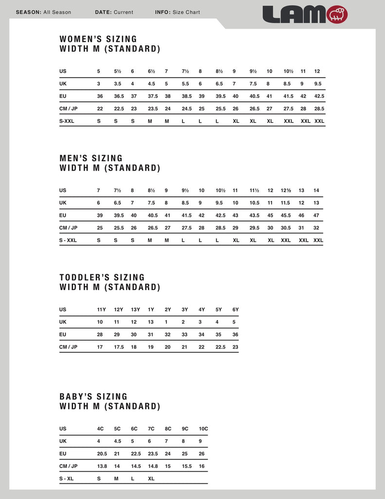 size chart for women slippers