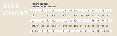 Men's Size Chart – Lamo Footwear