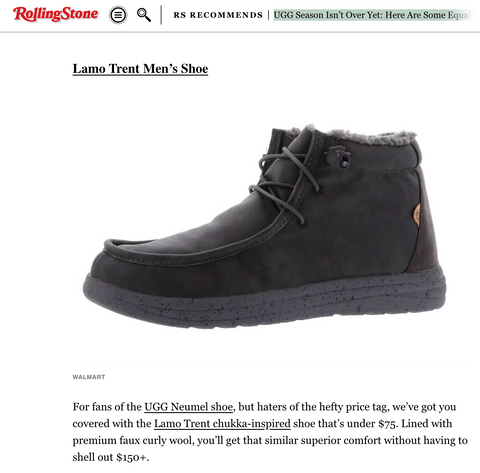 Lamo Footwear featured in Rolling Stone