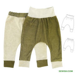 sewing pattern for baby harem pants, pdf patterns, easy sewing project for beginner