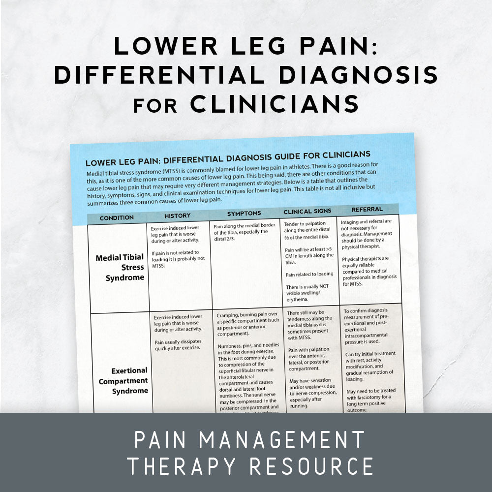 Lower Leg Pain Differential Diagnosis For Clinicians Therapy Insights