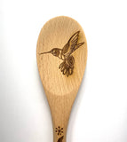 Hummingbird dark natural wood spoon 14" inch serving cooking utensil