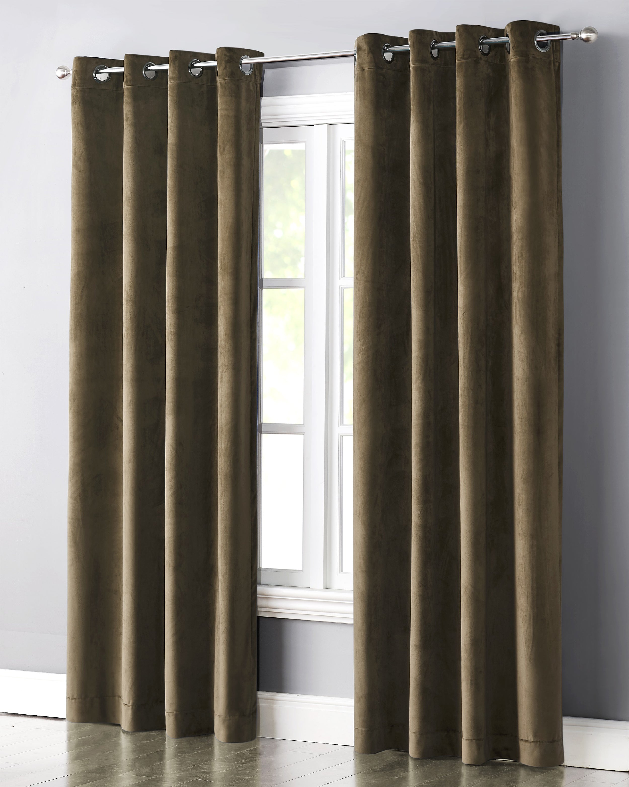 Cathy Velvet Light Blocking Panel Curtains in Fawn
