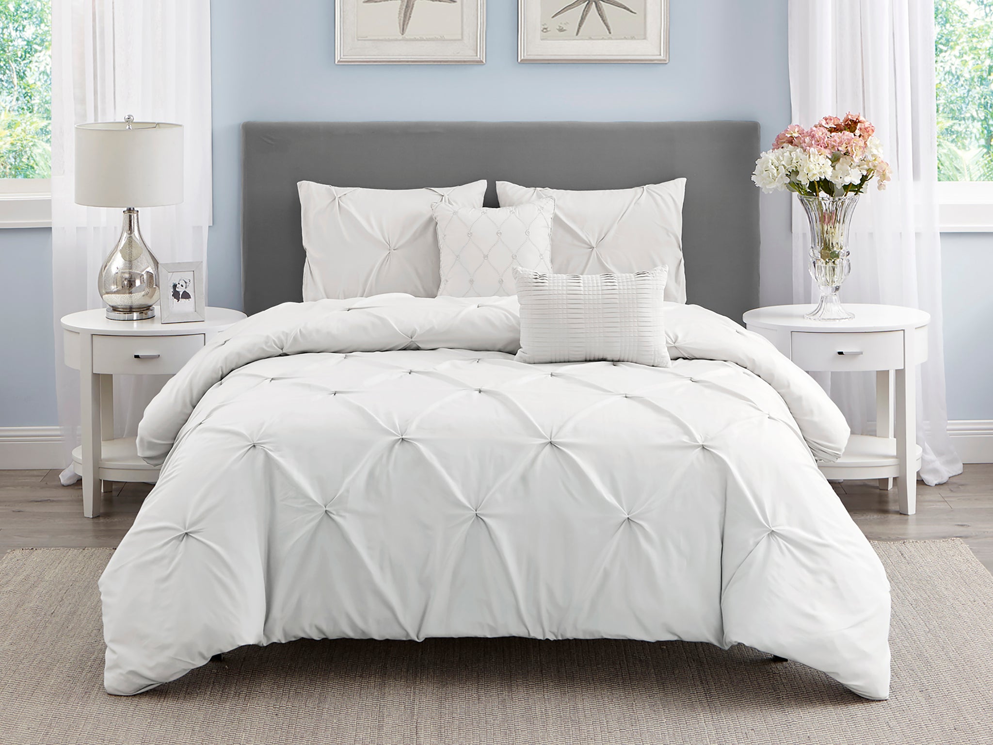 Hampton Pleated Comforter Set In Off White Wonderhome