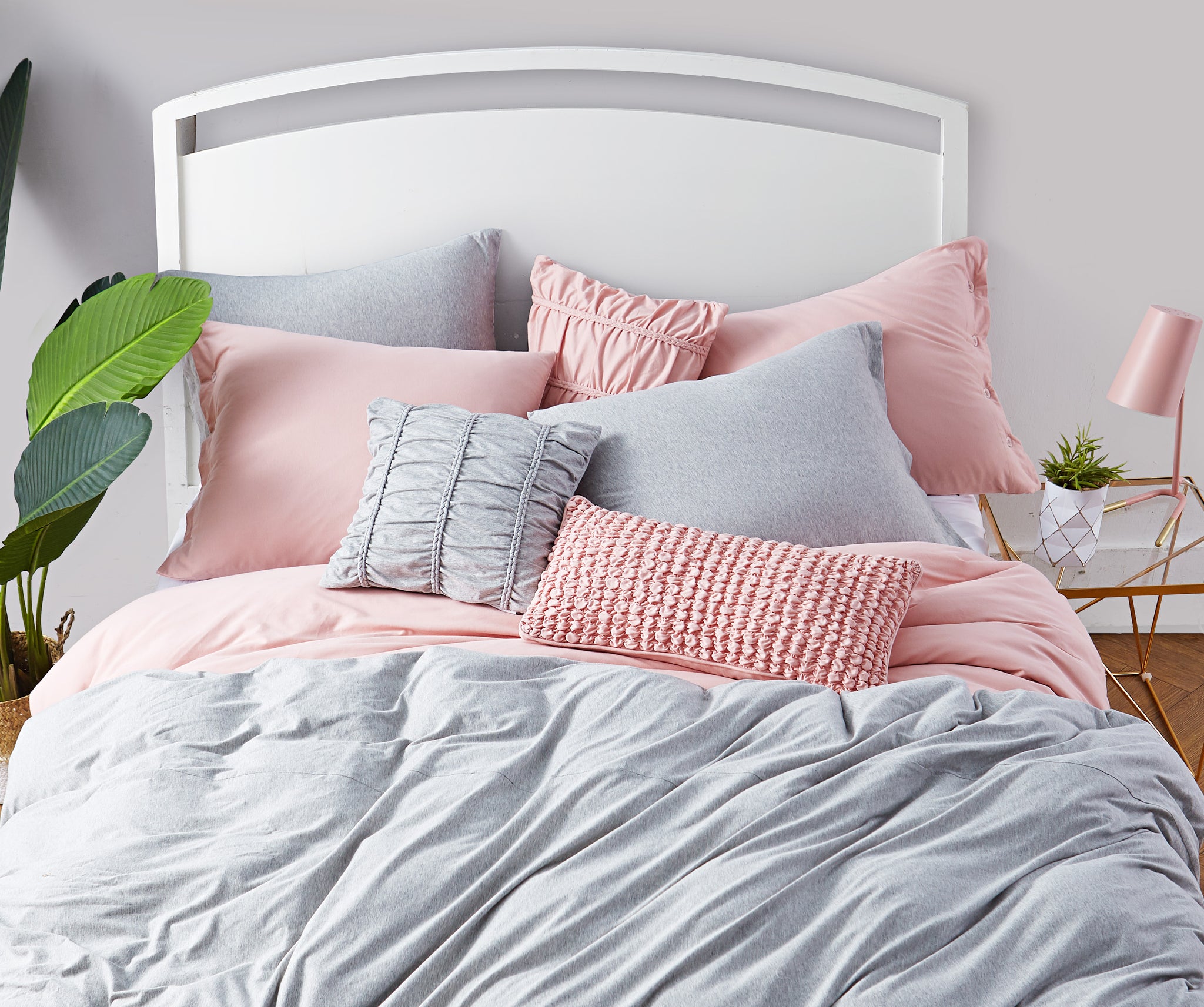 Jersey Knit Cotton Duvet Set In Pink Wonderhome