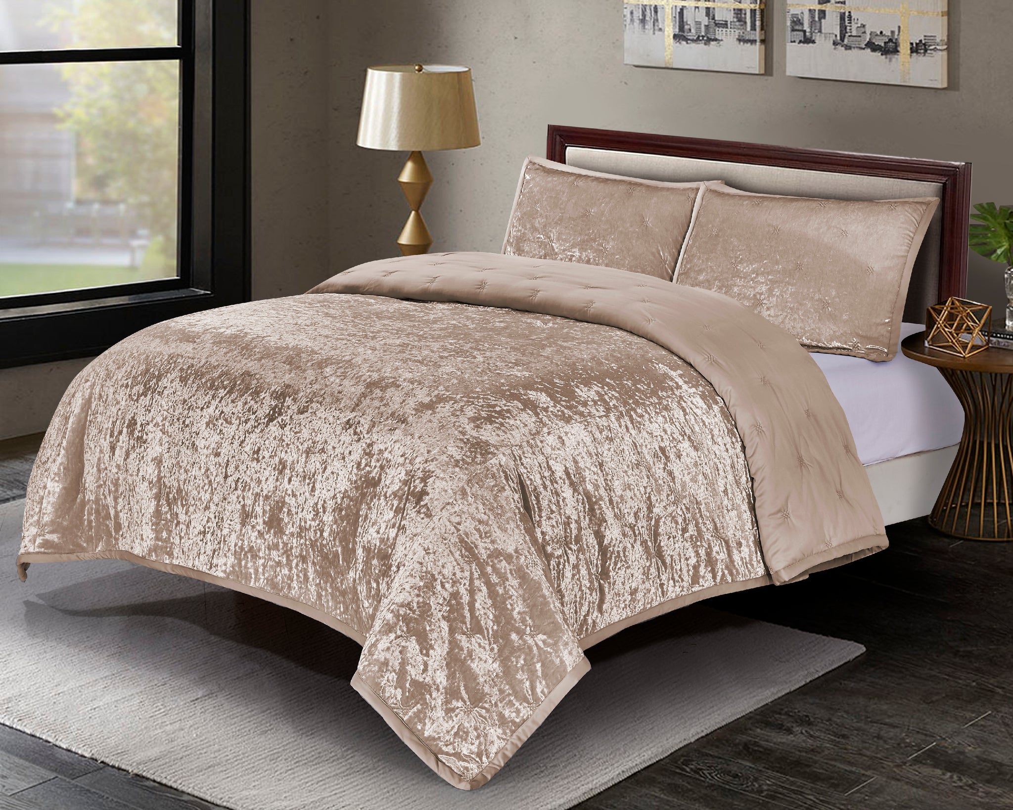 Mystique Velvet Quilt Set In Gold Wonderhome