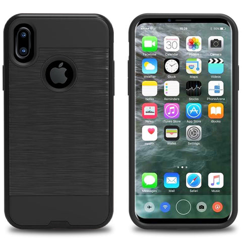 Apple IPhone 8 Hybrid Metal Brushed Shockproof Tough Case Cover Black