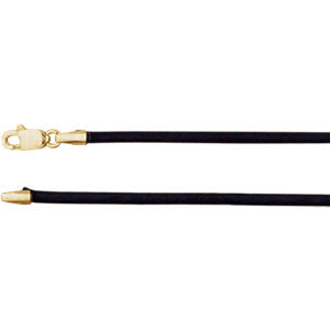 18-inch Black Leather Cord with Lobster Clasp - 14K White Gold