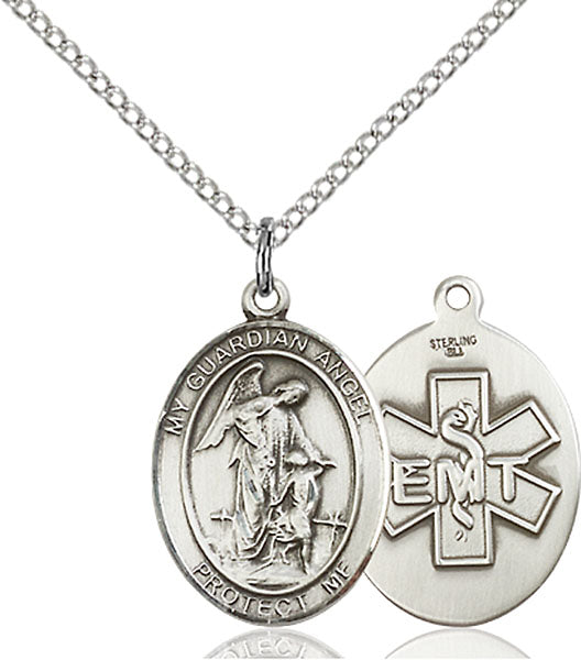 Sterling Silver Guardian Angel, Angel Jewelry Emt Necklace Set