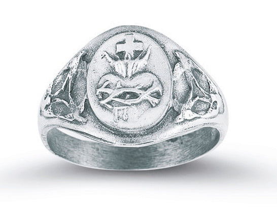 Sterling Silver Sacred Heart of Jesus Ring Size 8