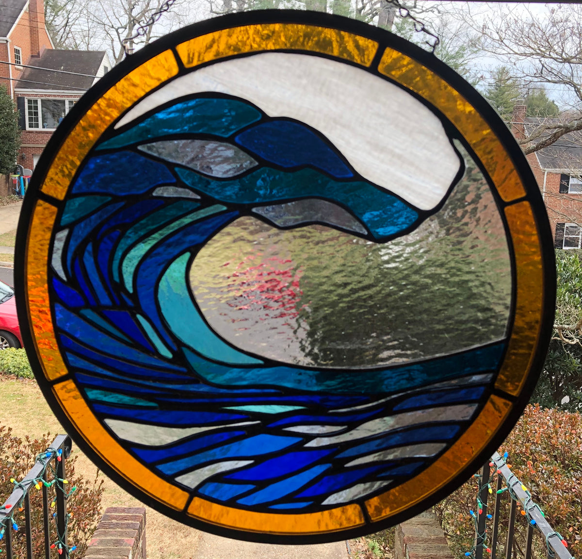 15” Ocean Wave Stained Glass