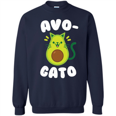Avogato - Avocado Cat - Funny Avocado T-shirt Printed Crewneck Pullover Sweatshirt 8 oz - WackyTee