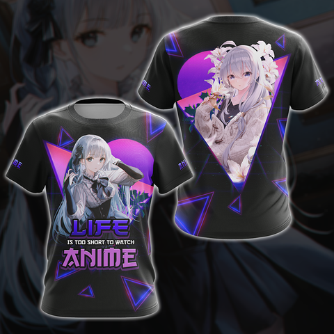 Life Is Too Short to watch anime Anime Girl All Over Print T-shirt Tank Top Zip Hoodie Pullover Hoodie T-shirt / S 3D All Over - WackyTee
