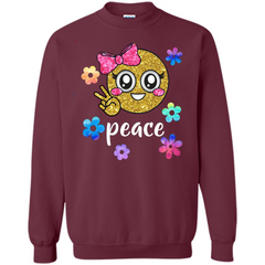 Cute Emoji Peace T-shirt Printed Crewneck Pullover Sweatshirt 8 oz - WackyTee