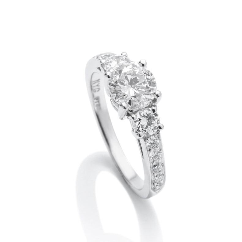 Round Three Stone Engagement Ring - Charles Koll Jewellers