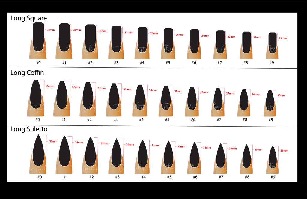 Press On Nail Sizing Chart | False Nail Length & Shape Chart