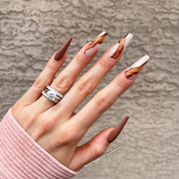 Timeless Medium Coffin French Tip Nails