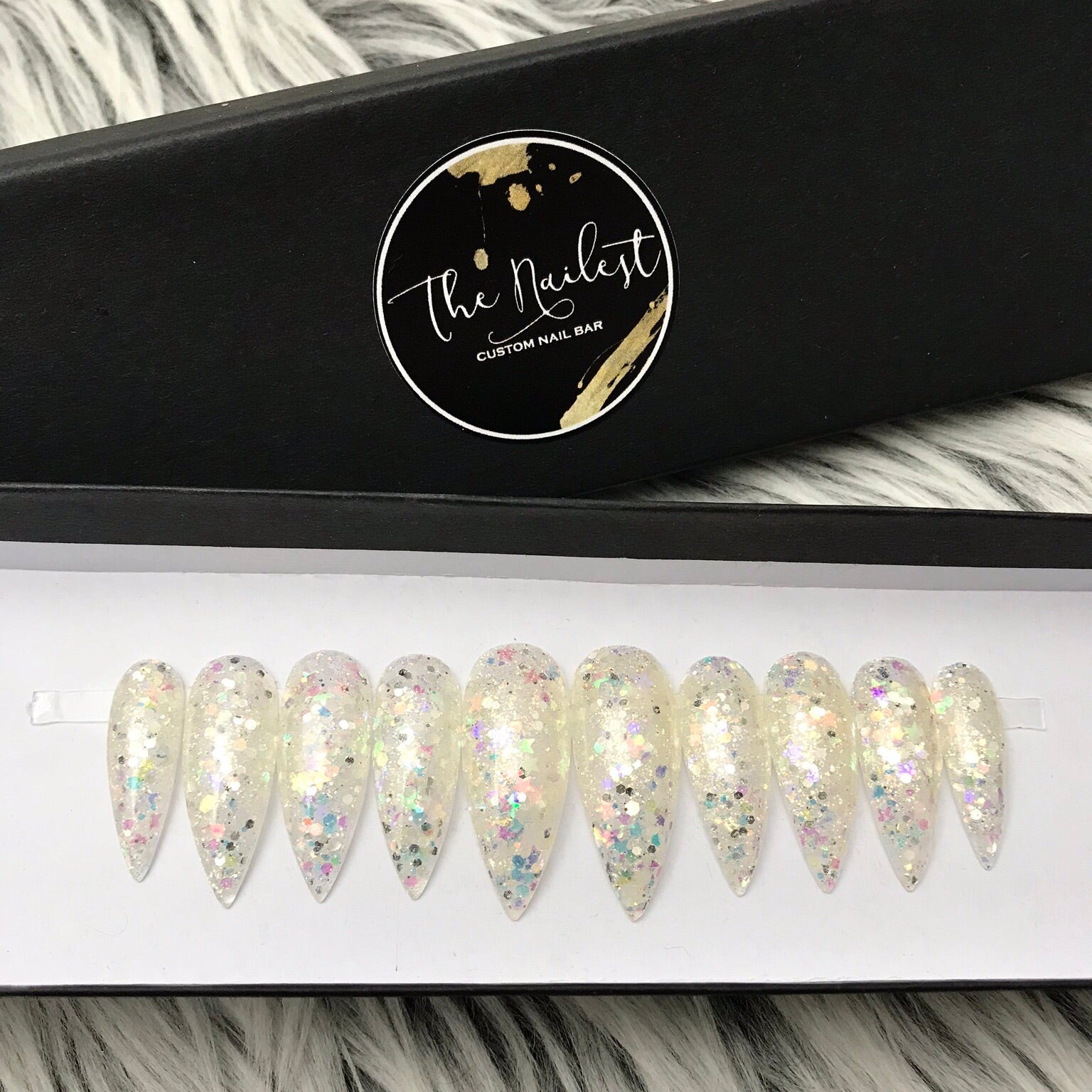 HANDMADE- CLEAR STARBURST GLOSSY CLEAR IRIDESCENT GLITTER MIX