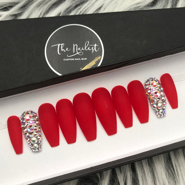 New Set New Me: Swarovski Red&Gold Bling Nails Week 1 1/2 (when a