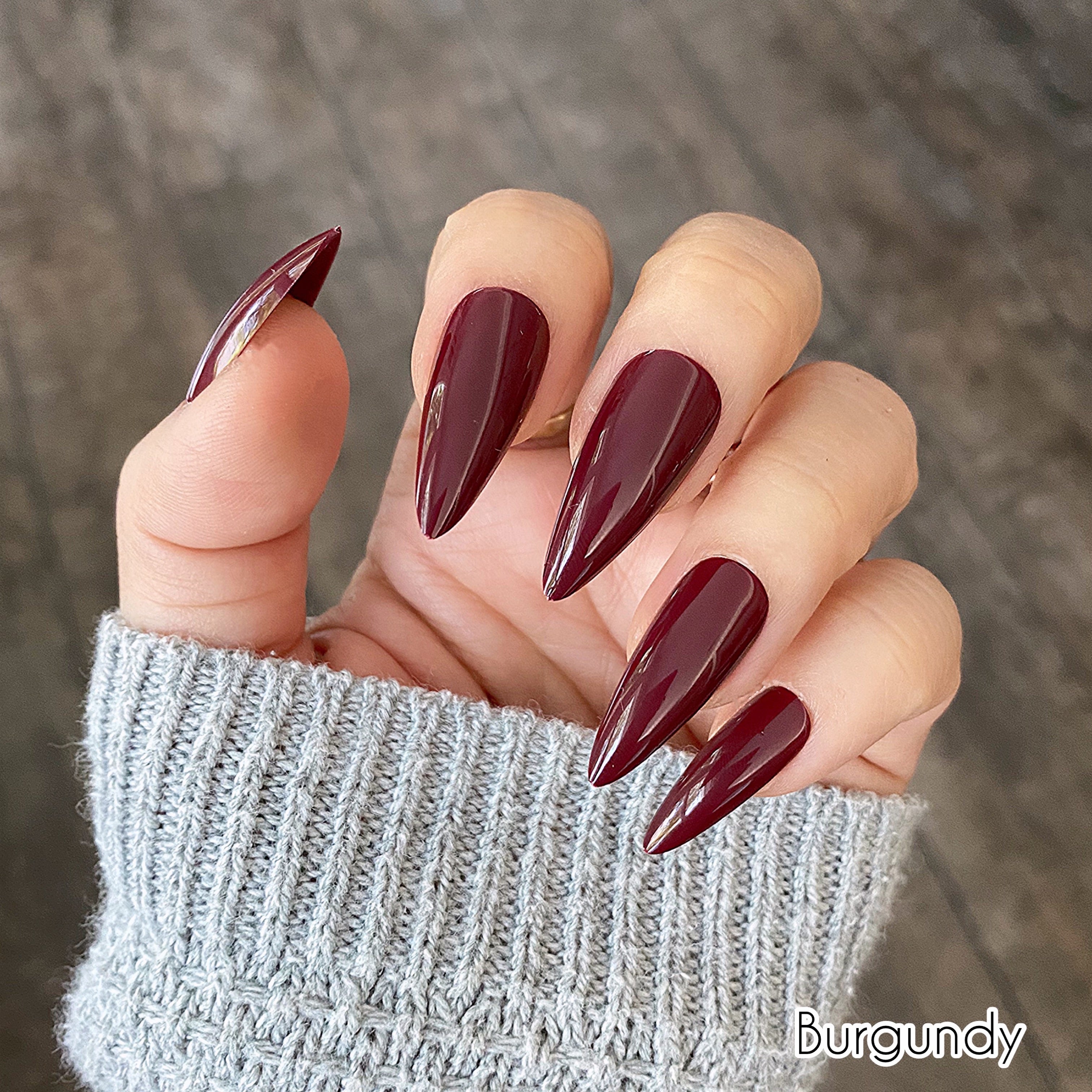 Medium Length Glossy Stiletto Nails The Nailest