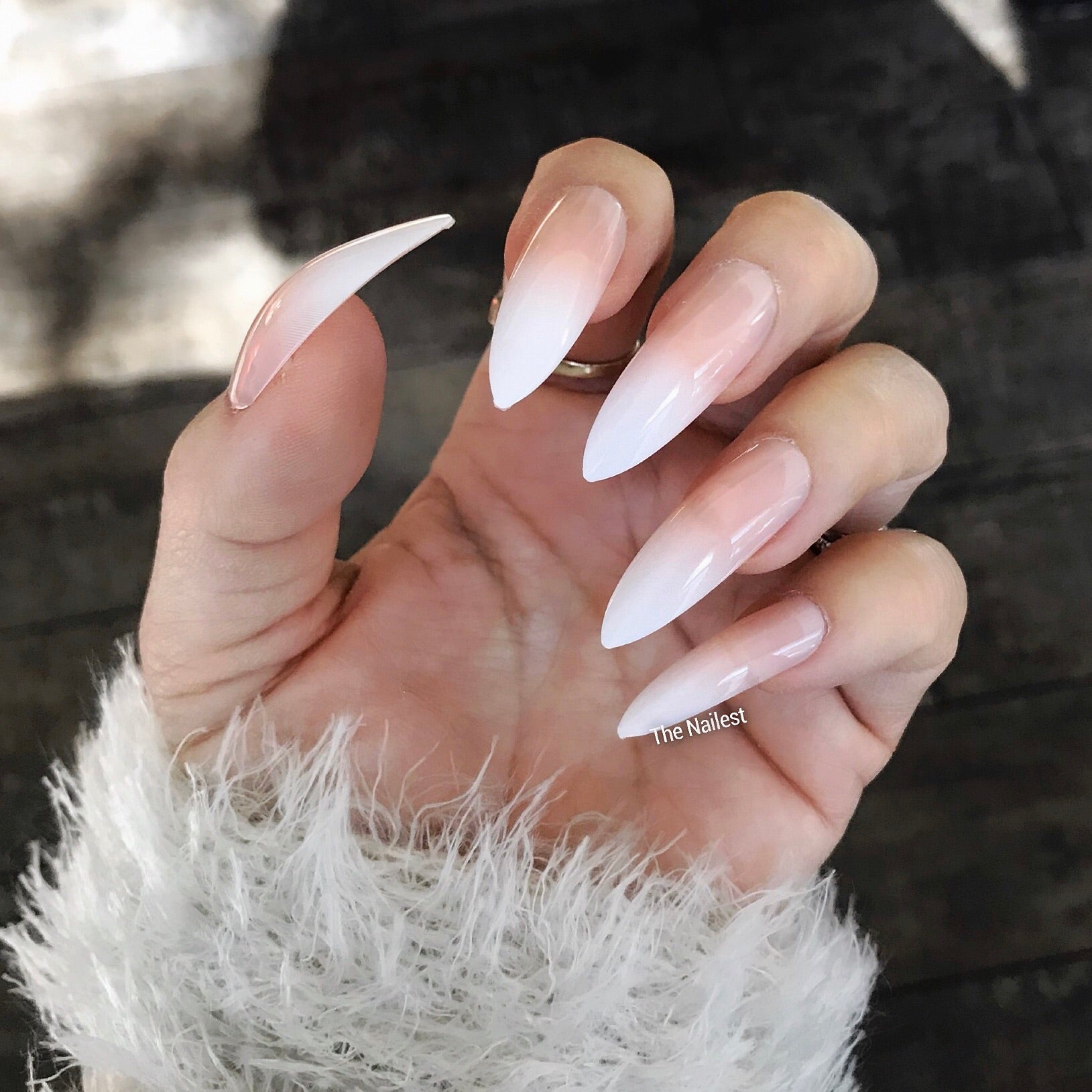 Instant Glam Long Stiletto Or Long Coffin Baby Boomer Nude Ombre Set The Nailest