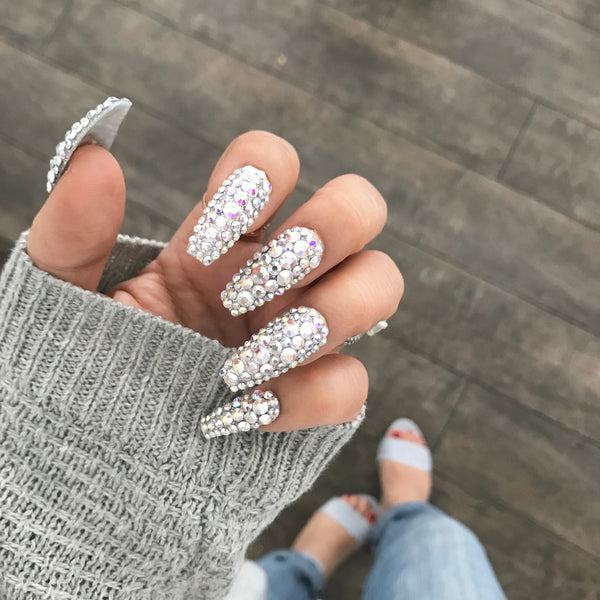 Big Bang All Bling Swarovski Crystal set | Press On Nails | Fake Nails |  False Nails | Glue On Nails | Bridal Nails | The Nailest