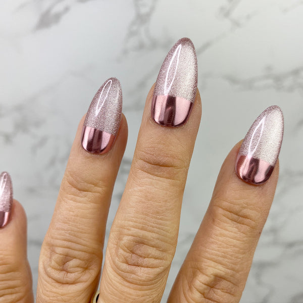 Chrome Nail Powder – La Palm | Triple Vitamin | Gel II | Volcano Spa |  Metallic nails, Rose gold metallic nails, Chrome nails