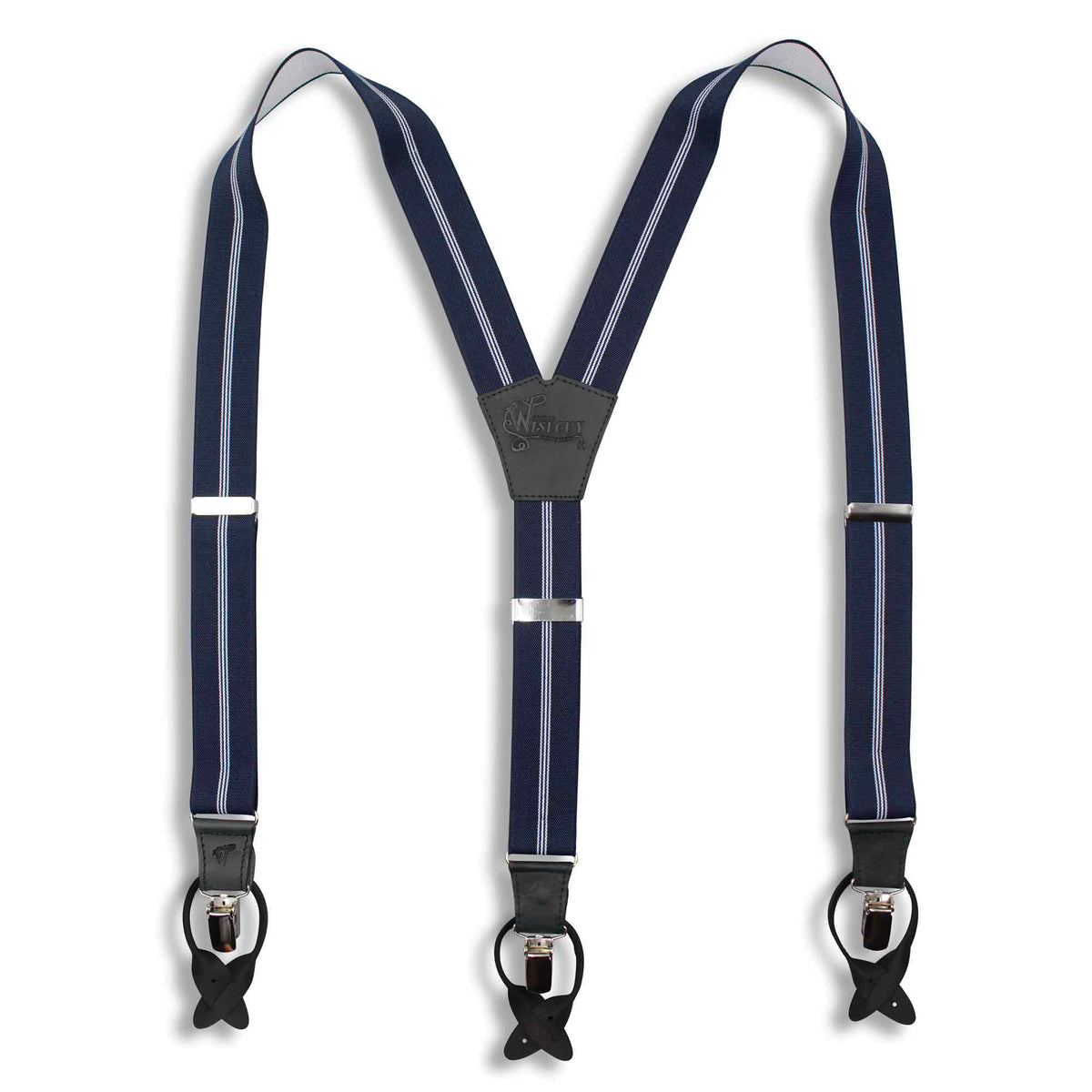 Suspenders Wide Navy Blue Elastic | Wiseguy Original